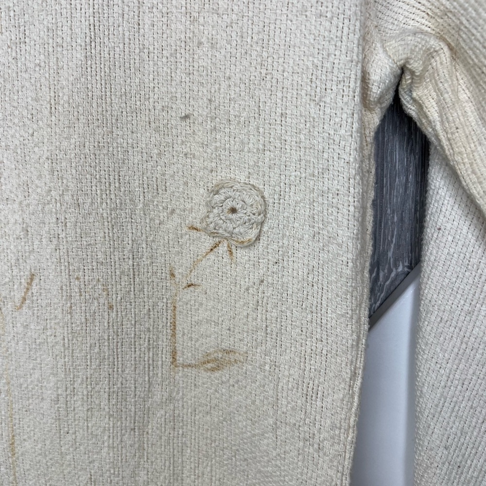 211. Vintage Boho Cream/Ivory Linen Fringed Shacket M - Picture 2 of 8